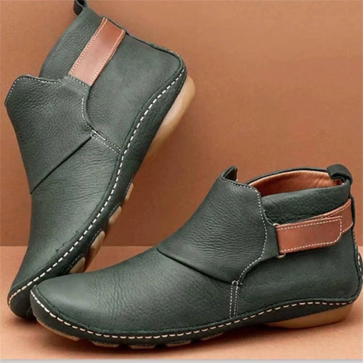 Snow Boots for Women Ankle Women Ankle Booties Boots for Women Brown Wedge Bootie for Women Comfortable Indoor and Outdoor Soft Sole Fashion Slip on Pointed Toe Chunky Stacked Heel