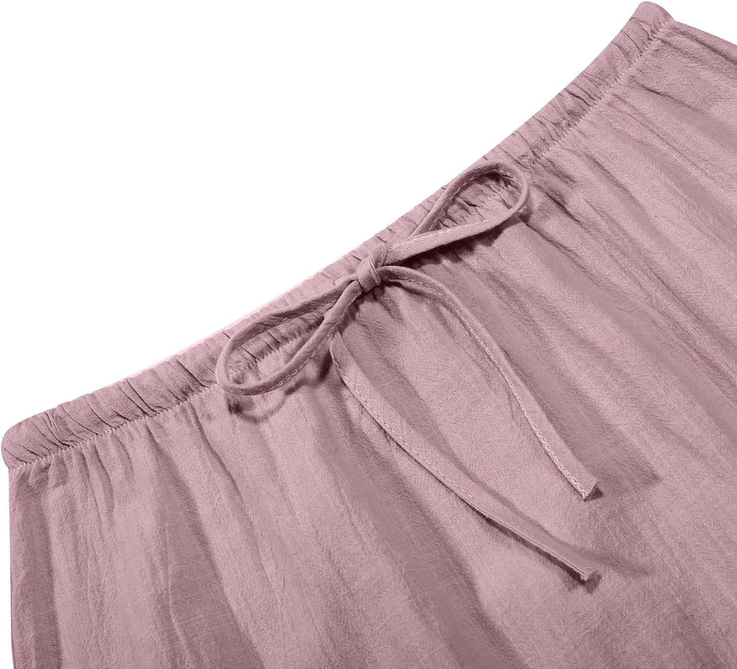 Summer Linen Maxi Skirts for Women Boho Beach Vacation Drawstring Low Waist A Line Skirt Flowy Long Cover Ups