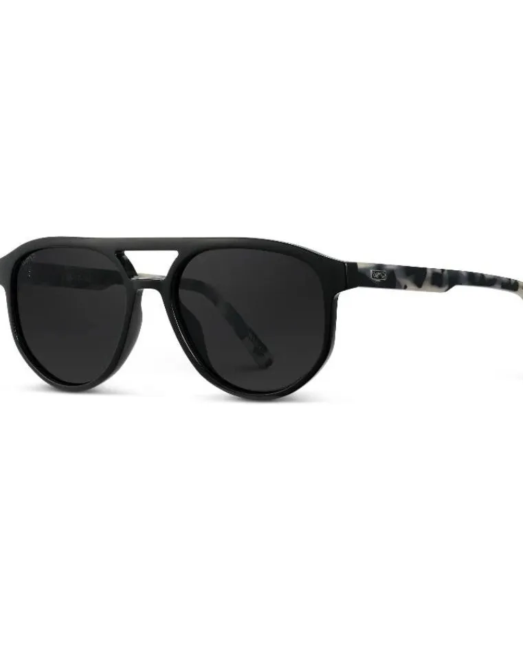 Sunglasses-Hudson Black Beige Tortoise/Black Lens