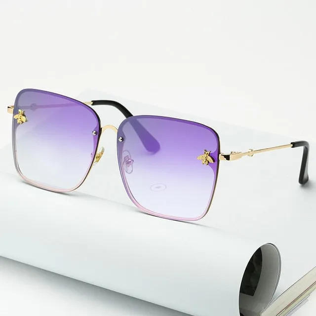 Trendy Oversized Rimless Square Sunglasses