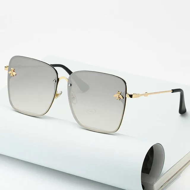 Trendy Oversized Rimless Square Sunglasses