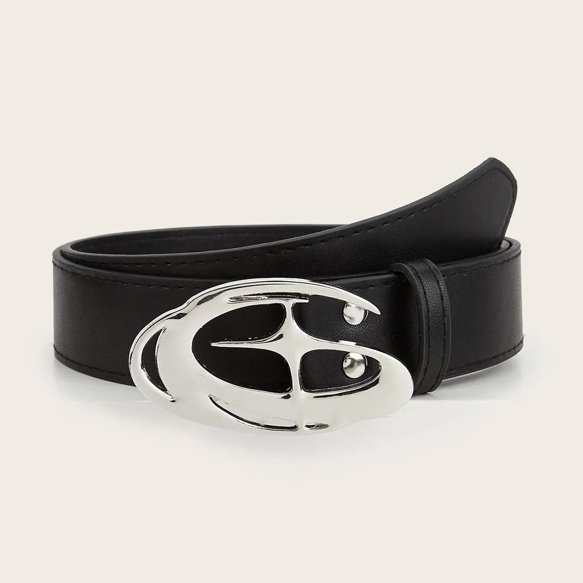 Vintage Punk Moon & Star Buckle Belt  Gothic Y2K PU Leather Waistband for Men & Women