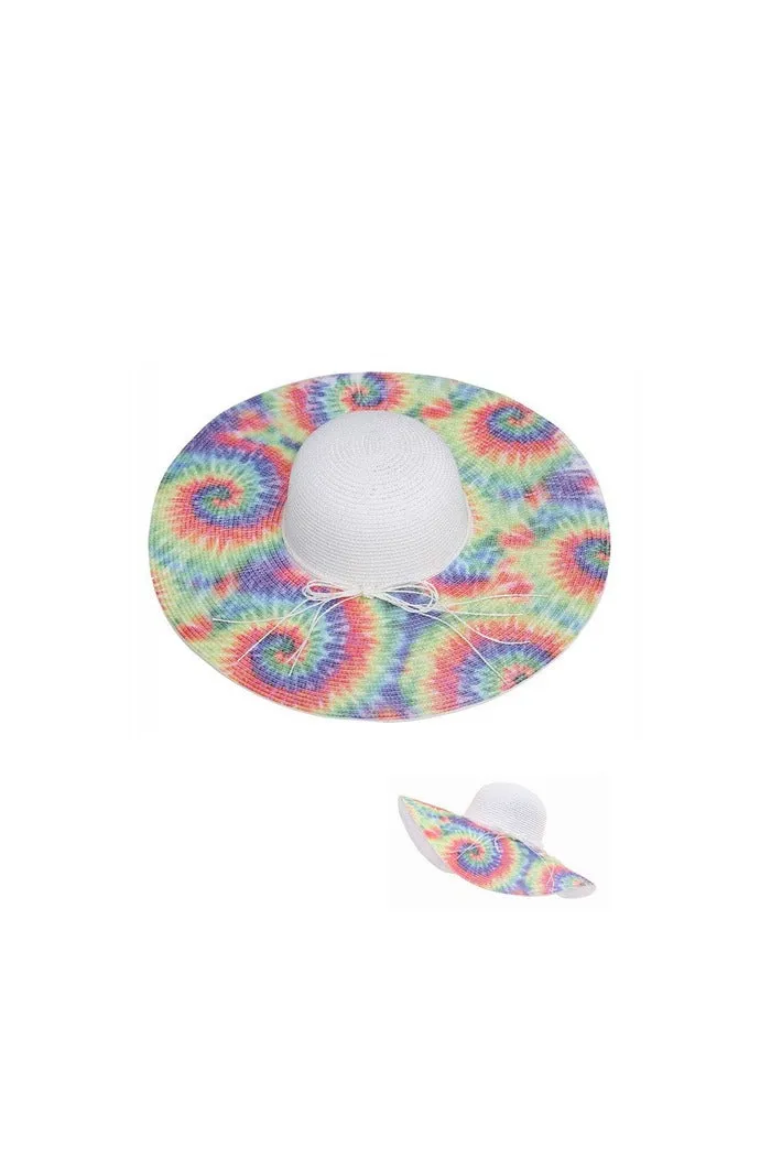 Vintage Sun Hat Tie Dye Straw