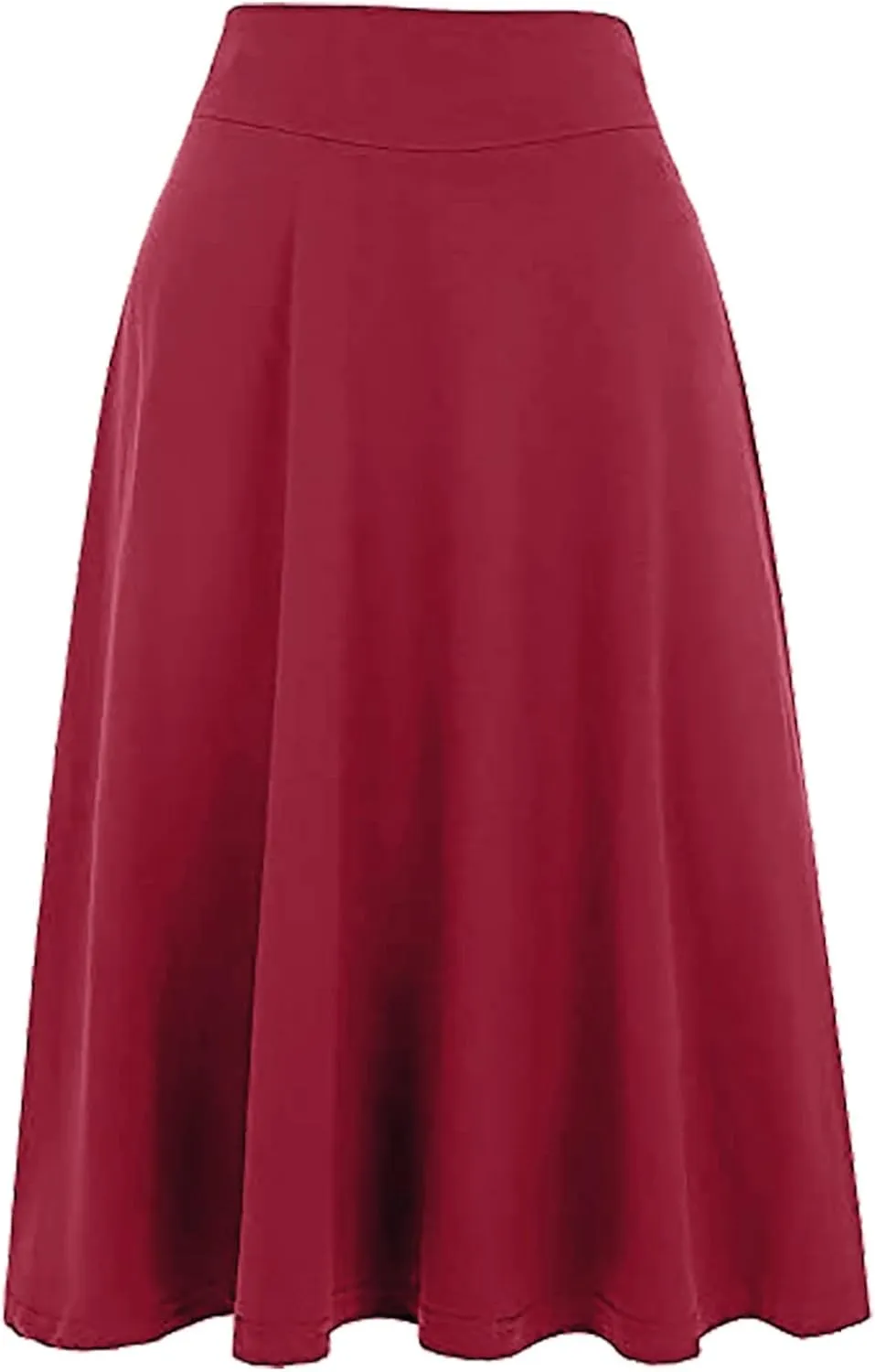 Women High Waist A-Line Skirts Summer Casual Knee Length Flowy Flared Skirts Elegant Comfy Solid Versatile Skirt