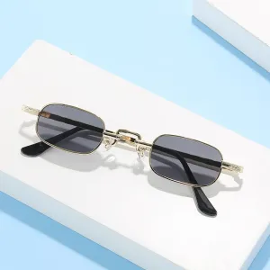 Women Legs Shape Mirror Oval Frame Trendy Small Metal Luxury Sunglasses