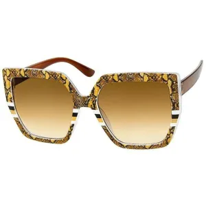 Women's Brown Snake Print Square Sunglasses - Top Trendsetter Fashion Fave