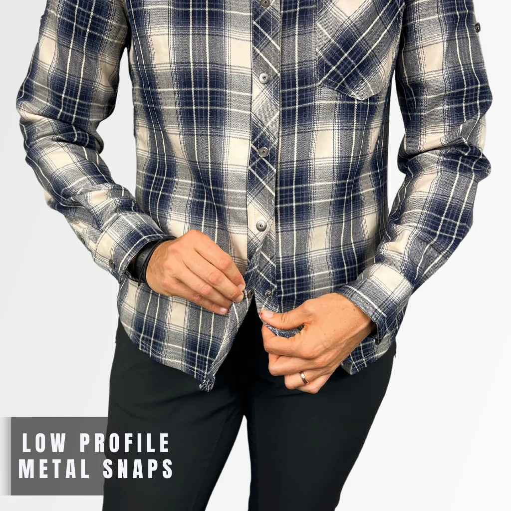 Women's Technical Mountain Bike Flannel - (Navy/Cream)