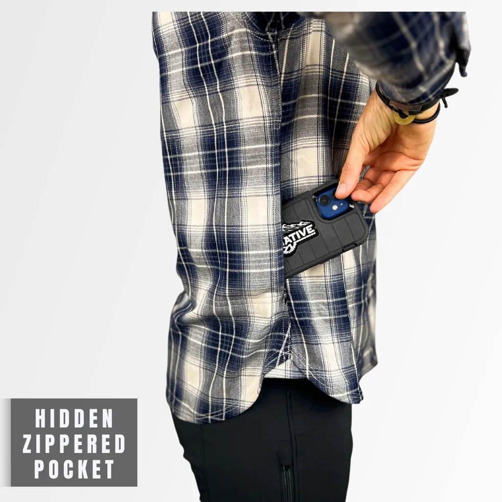 Women's Technical Mountain Bike Flannel - (Navy/Cream)