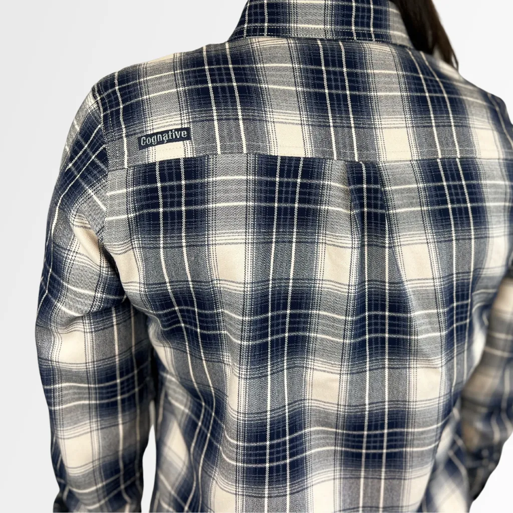 Women's Technical Mountain Bike Flannel - (Navy/Cream)